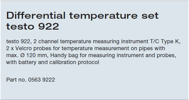 پک استاندارد ست حرارت سنج دو کاناله HVAC/R (نمایش اختلاف) تستو مدل TESTO 922