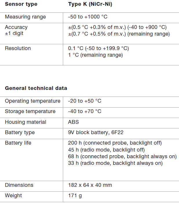 مشخصات فنی ست حرارت سنج دو کاناله HVAC/R (نمایش اختلاف) تستو مدل TESTO 922